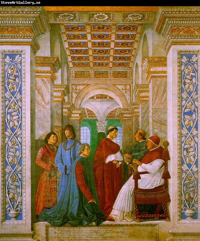 Melozzo da Forli Sixtus II with his Nephews and his Librarian Palatina